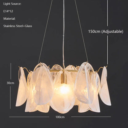 DecorBites™ LED Glass Hanging Lamp Golden Leaf Shape Modern Pendant Light