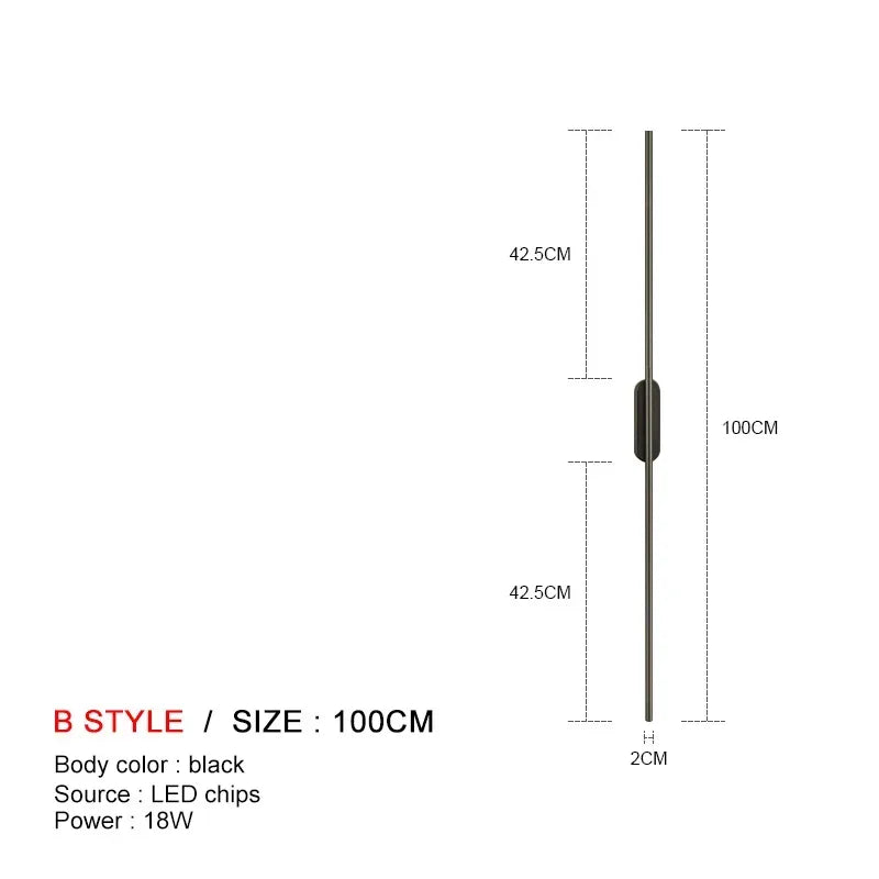 DecorBites™ Black LED Wall Lights - Modern Straight Line for Bedroom, Living Room, Kitchen Décor