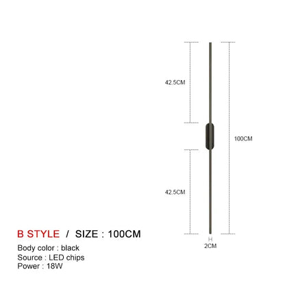 DecorBites™ Black LED Wall Lights - Modern Straight Line for Bedroom, Living Room, Kitchen Décor
