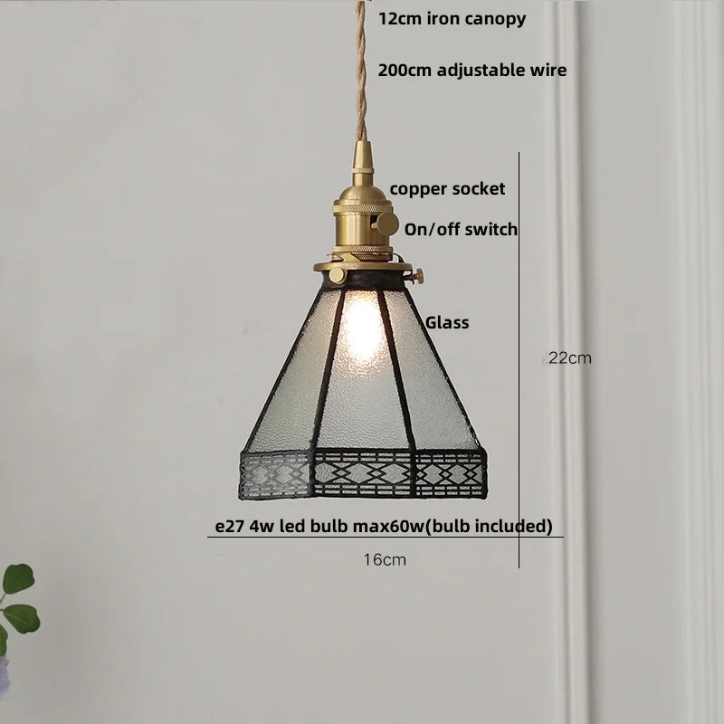 DecorBites™ Gray Glass LED Pendant Light Fixture with Adjustable Hang Lamp