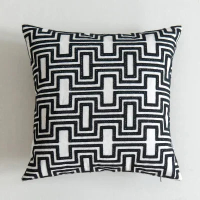 DecorBites™ Black White Embroidered Cushion Cover 45x45cm Sofa Bed Chair Home Decor