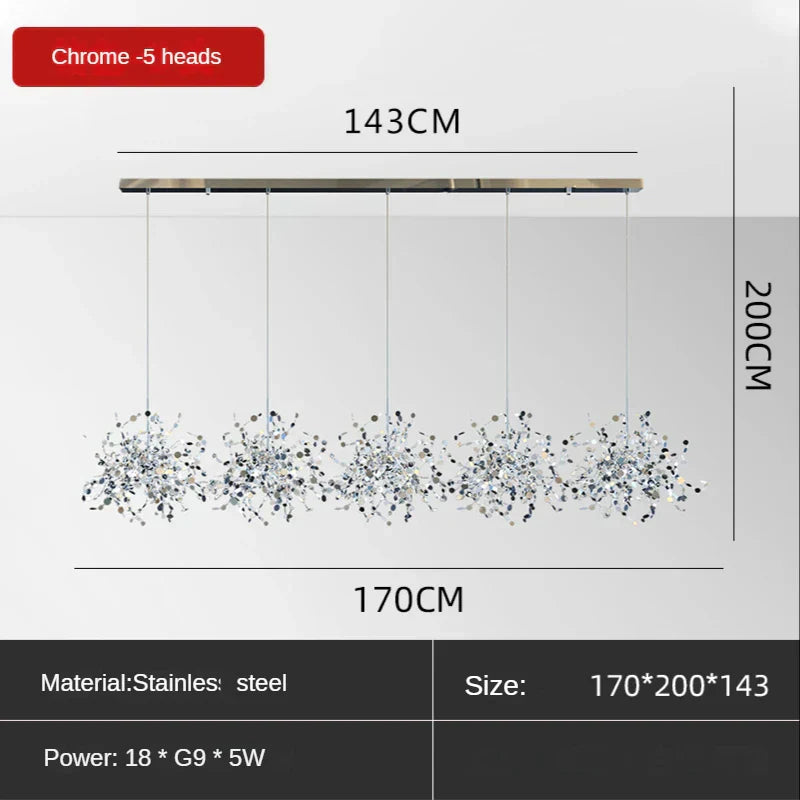 DecorBites™ Leaf Sequin Ceiling Chandelier for Modern Living Room, Restaurant, Bar, or Dining Table