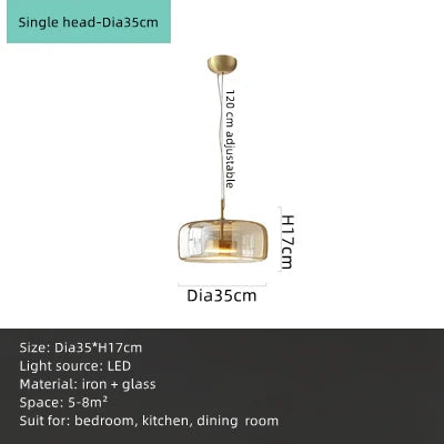 DecorBites™ Amber Glass Chandelier Pendant Light for Living Room, Bedroom, Kitchen, and Bar