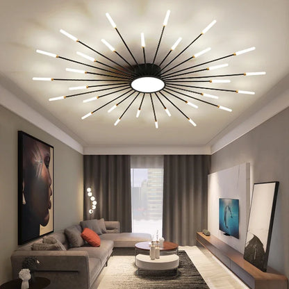 DecorBites™ Black Gold LED Chandelier: Modern Ceiling Pendant Lights for Home Living Room, Bedroom, Kitchen