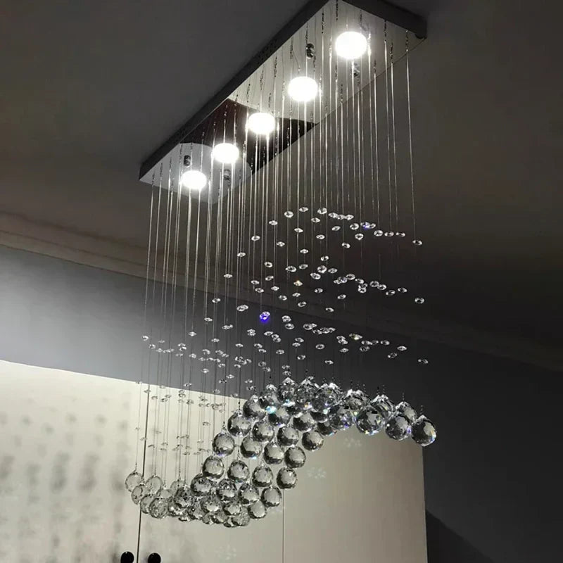 DecorBites™ Crystal Chandelier LED Pendant Light for Living Room, Cafe, Office, Home