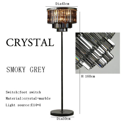 DecorBites™ Gray Crystal Black Standing Light - Modern Luxury Classic Living Room Decor