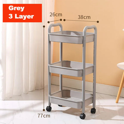 DecorBites™ Kitchen Storage Cart Rolling Utility Organizer Rack Shelf Trolley Cart