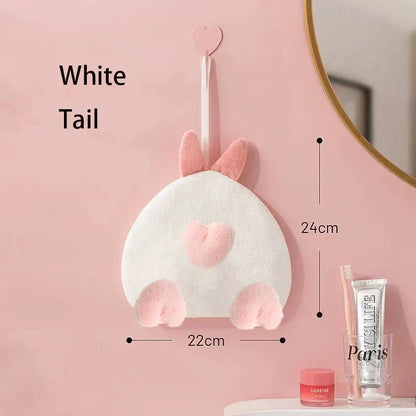 DecorBites™ Cartoon Rabbit Hand Towel - Thick Coral Velvet Absorbent for Bathroom Kitchen