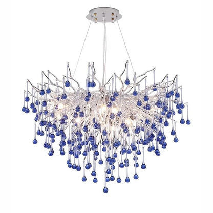 DecorBites™ Blue Crystal LED Chandelier: Luxury Classic Pendant Light for Living Room.