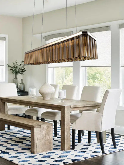 DecorBites™ Amber Glass Ceiling Chandelier for Dining Table - Big Hanging Lamps Home Fixture