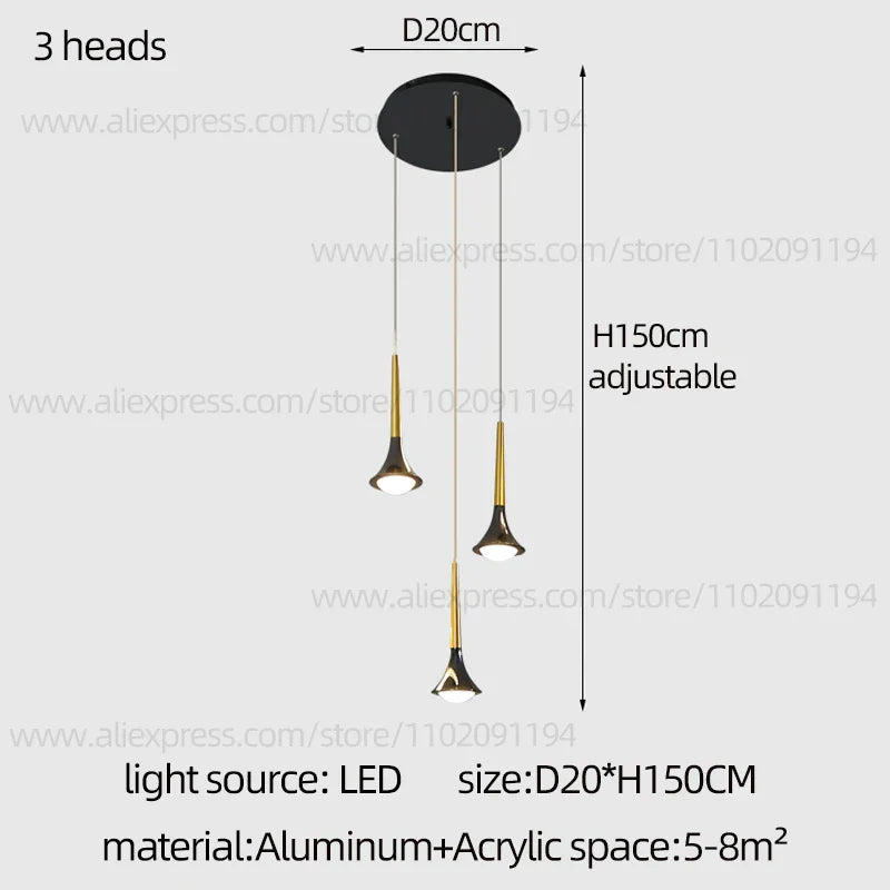 DecorBites™ Contemporary Horn Chandelier: Restaurant & Living Room Ceiling Pendant Lighting