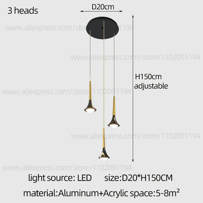 DecorBites™ Contemporary Horn Chandelier: Restaurant & Living Room Ceiling Pendant Lighting