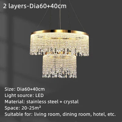 DecorBites™ Crystal Water Curtain Pendant Chandelier - Luxury LED Lighting for Home, Hotel, and More