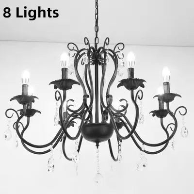 DecorBites™ Black White Metal Chandelier with Crystal Pendants for Elegant Home Lighting