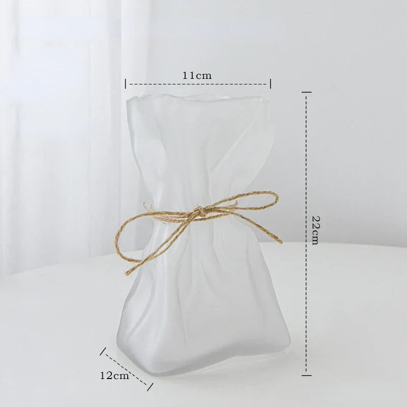 DecorBites™ Clear Glass Vase Irregularly Folded Handicraft Ornaments Hydroponic Flower Vases