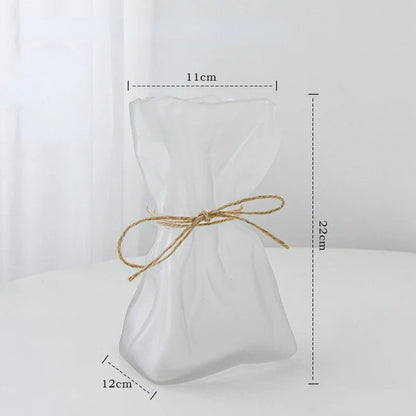 DecorBites™ Clear Glass Vase Irregularly Folded Handicraft Ornaments Hydroponic Flower Vases