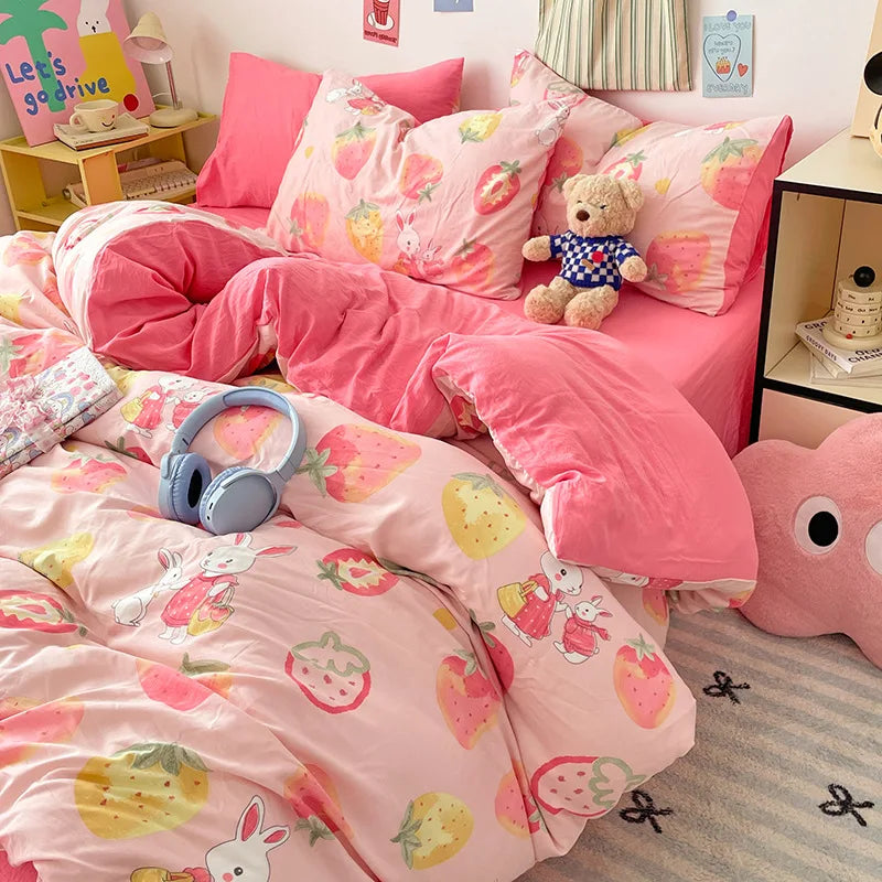 DecorBites™ Cartoon Pattern Cotton Bed Sets Quilt Cover Sheet Pillowcase Bedclothes
