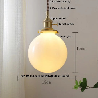 DecorBites™ White Glass LED Pendant Lights with Walnut Wood Details