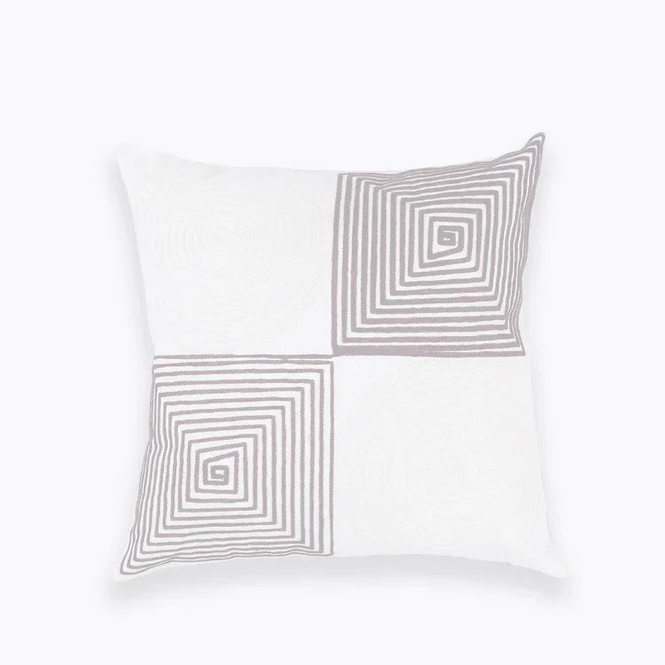 DecorBites™ Blue Floral Mandala Leaves Wave Embroidered 45x45cm Cotton Pillow Cover