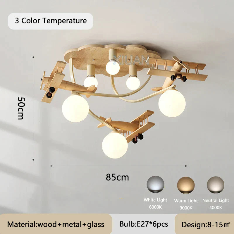 DecorBites™ Airplane Chandelier Light for Nursery Room Kid's Bedroom Ceiling LED E27