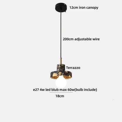 DecorBites™ Black Terrazzo LED Pendant Lamp for Dining Living Room Staircase