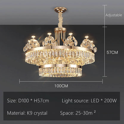 ™ Luxe Crystal Ceiling Chandelier - Elegant Home Decor Hanging Light for Living Room