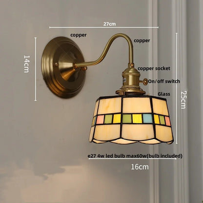 DecorBites™ Blue Glass Copper LED Wall Light Fixture Stair Bar Restaurant Bedroom E27