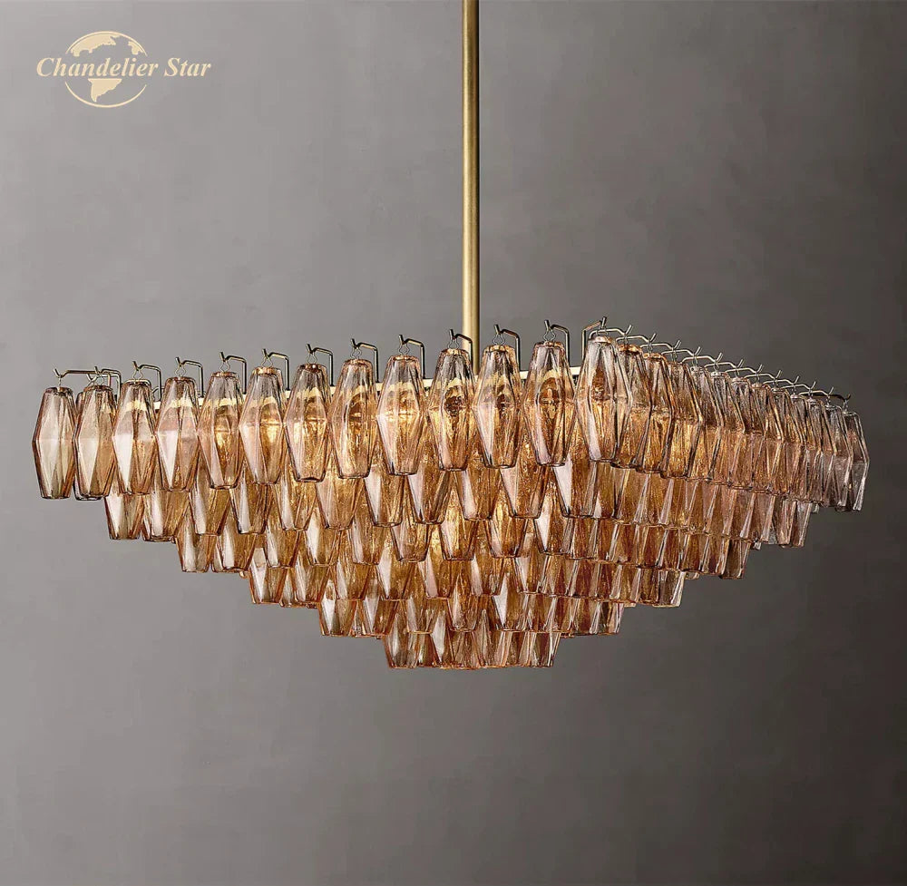 DecorBites™ Chiara Glass LED Square Chandelier for Living Dining Room Lighting