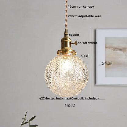 DecorBites™ Glass LED Pendant Lamp Modern Copper Socket Hanging Light