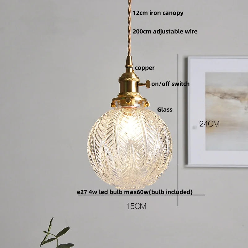 DecorBites™ Bubble Glass Ball LED Pendant Lamp with Copper Knob Switch - Nordic Modern Home Decor