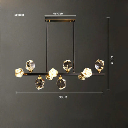 DecorBites™ Black Gold Crystal Chandelier LED Light for Luxury Home Decor
