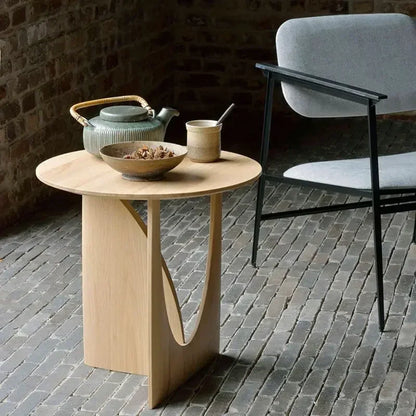 DecorBites™ Circular Walnut Wood Coffee Table for Living Room with Solid Nordic Design
