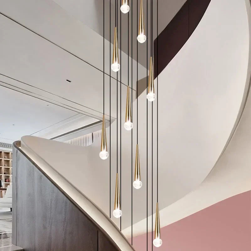 DecorBites™ Crystal LED Chandelier: Luxury Pendant Light, Staircase Suspension Luminaire, Indoor Hanging Lamps