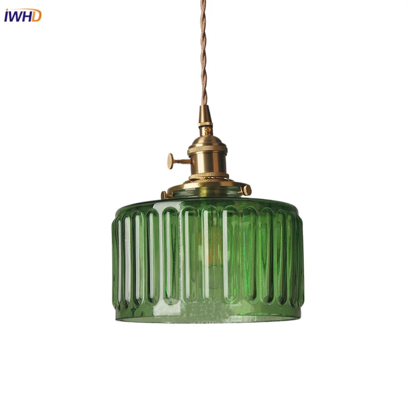 ™ Green Glass LED Pendant Light: Nordic Modern Hanging Lamp for Dining & Bedroom