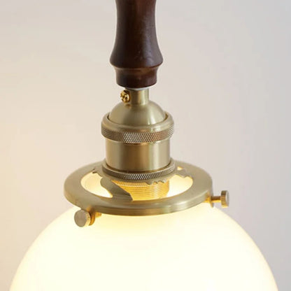 DecorBites™ Glabe LED Pendant Lamp Walnut Wood Copper Modern Hanging Light Fixture