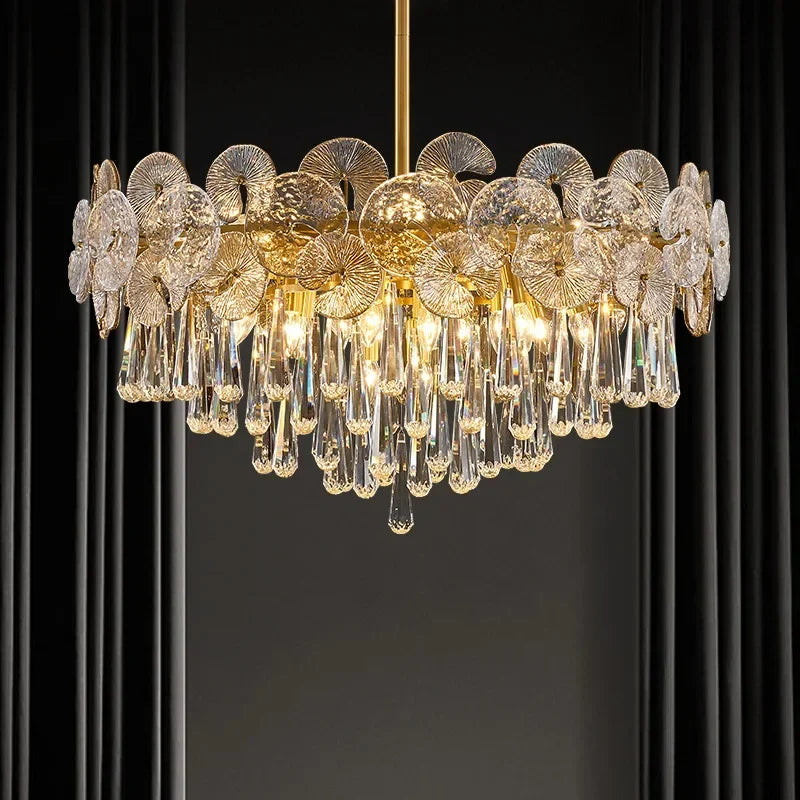 ™ Lotus Crystal Chandelier: Modern Luxury Lighting for Home, Restaurant, Hotel