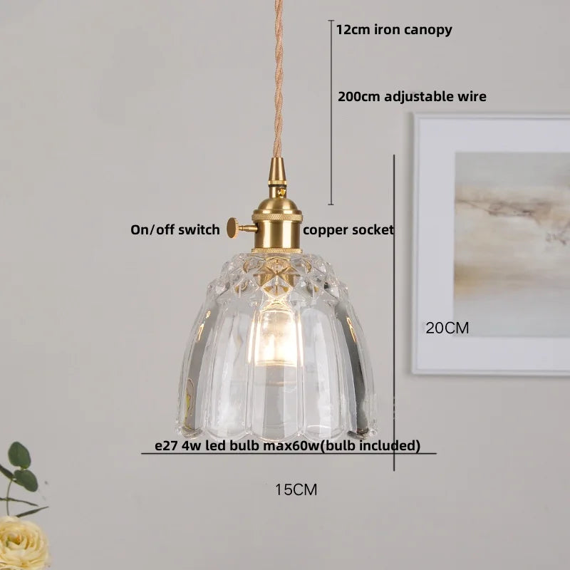DecorBites™ Clear Glass Pendant Lamp with Knob Switch for Modern Minimalist Decor