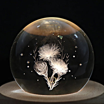 DecorBites™ Crystal Ball Music Box: Rotating Light Projection, Birthday & Valentine's Day Gift