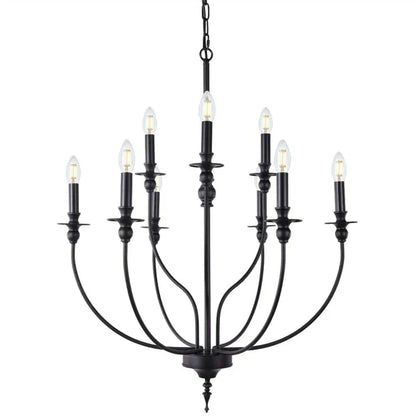 DecorBites™ 9-Head Retro Industrial Chandelier Light E14 Candle Pendant Lamp
