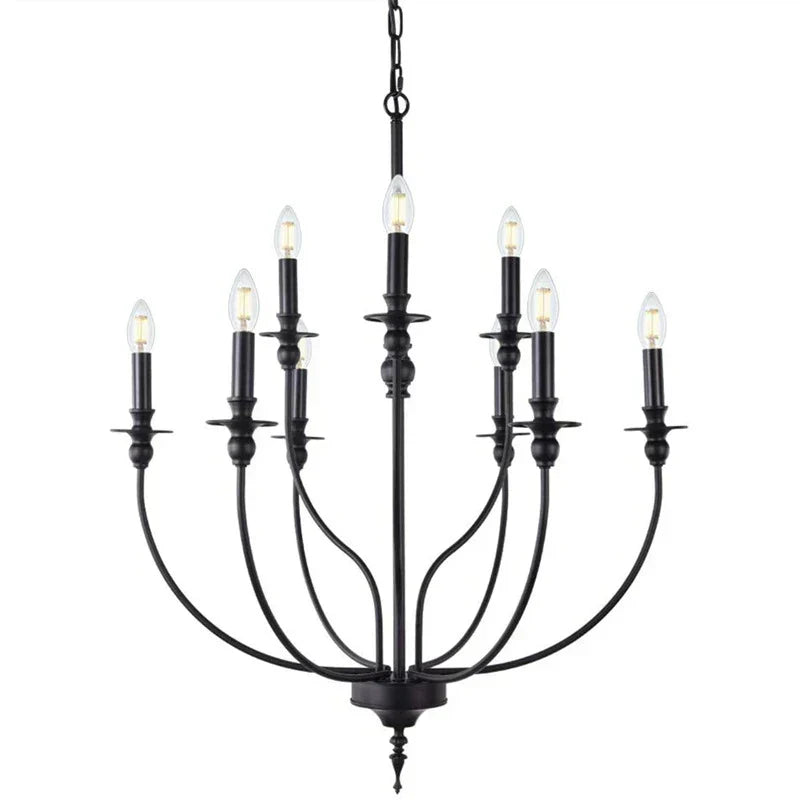 DecorBites™ 9-Head Retro Industrial Chandelier with E14 Candle Lights