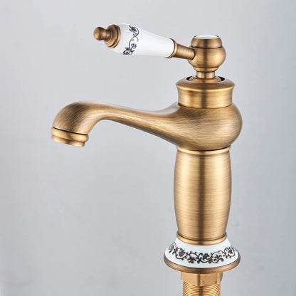 DecorBites™ Antique Brass Single Handle Kitchen Sink Faucet Hot & Cold Water Mixer