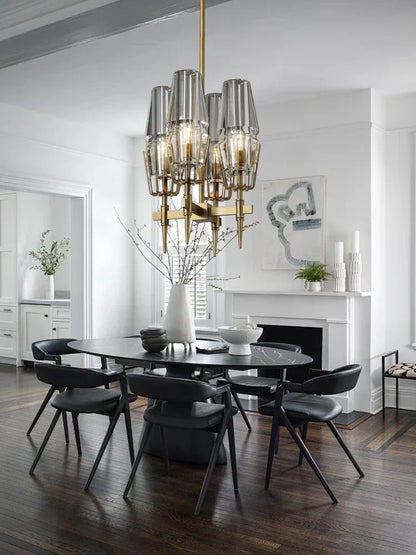 DecorBites™ Copper & Glass Chandelier - Luxury Lighting Fixture for Living, Dining, Bedroom - Dimmable