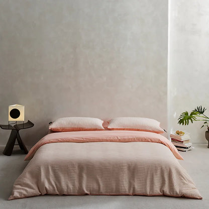 DecorBites™ 100% Cotton Foam Yarn Bedding Set with Solid Color Jacquard Design