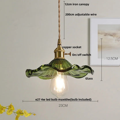 DecorBites™ LED Adjustable Pendant Light Fixture Amber Glass Walnut Wood Bar Hanging Lamp