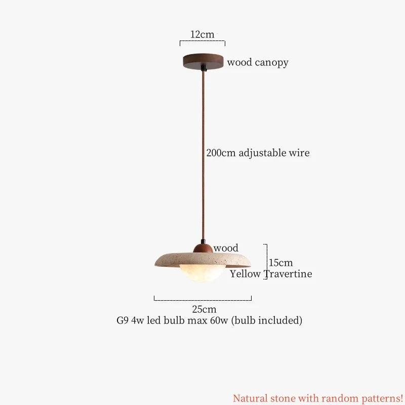 DecorBites™ Columnar Stone LED Pendant Lamp - Yellow Travertine - Nordic Minimalism