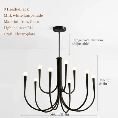 DecorBites™ French Candle Led Chandelier Black Gold Kitchen Modern Island Light