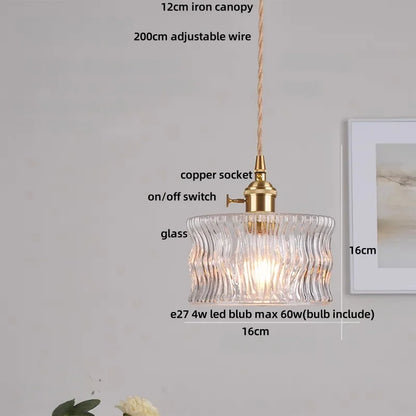 DecorBites™ LED Pendant Light Fixture with Copper Socket & Green Glass, Modern Nordic Lamp