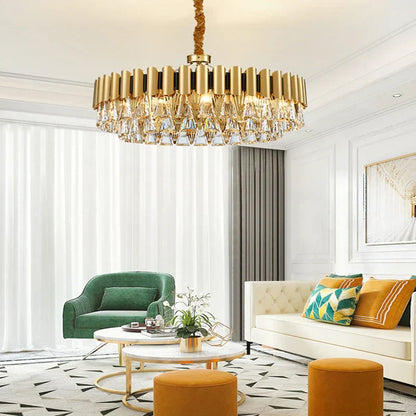 DecorBites™ Gold Crystal Chandelier Lights LED Nordic Classic Living Room Lamparas