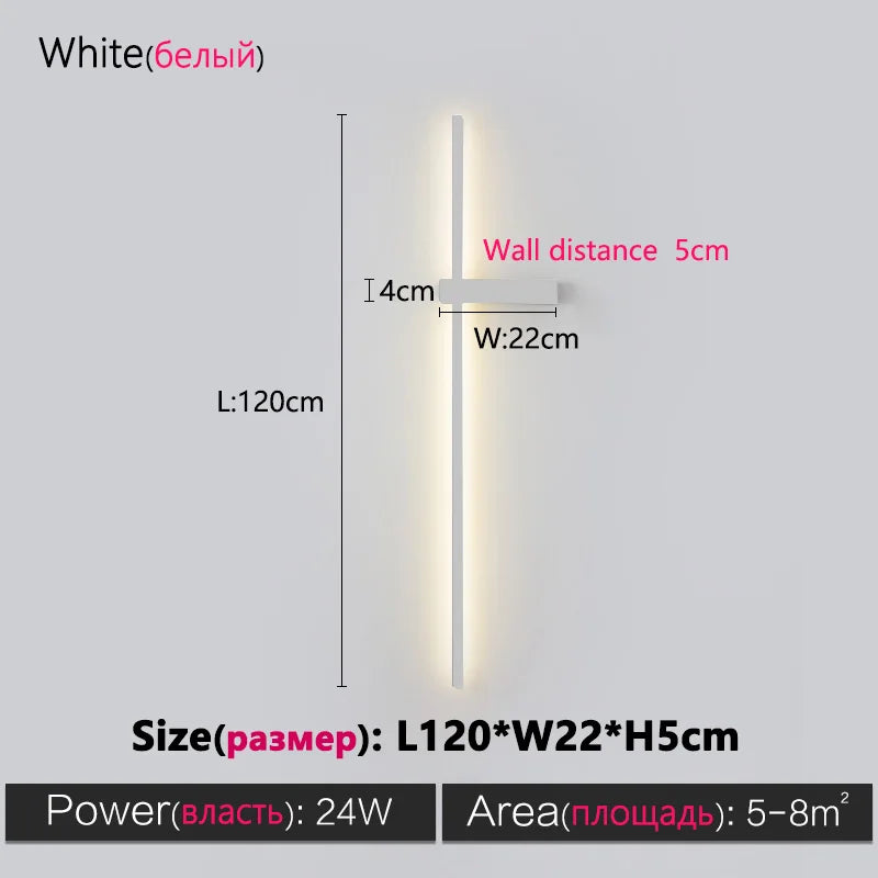 DecorBites™ Black Long Strip Wall Lamp - Modern Minimalist Bedroom Living Room TV Wall Light