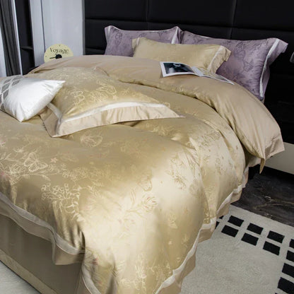 DecorBites™ Butterfly Jacquard Lyocell Cotton Luxury Bedding Set Full Queen